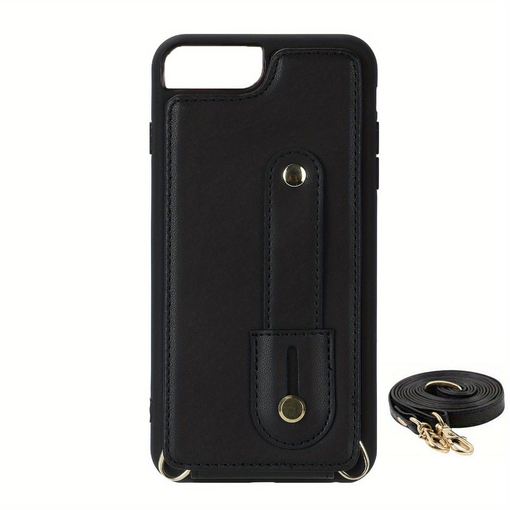 Сумка для телефона через плечо, чехол для телефона из искусственной кожи для IPhone с держателем, длинный ремешок на запястье, кошелек, слот для кредитных карт, противоударный защитный чехол