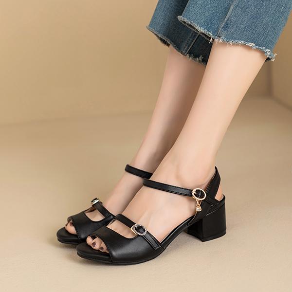 Бежево-черные женские босоножки на среднем каблуке, маленький, большой размер 31 52