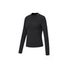 Fitness Series Solid Color High Collar Slim Fit Long Sleeve T-Shirt Women Tops Black ATLT094-2