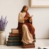Huaqianguhh Статуэтка Девы Марии для Чтения на Книжную Полку, Статуэтка Иисуса из Смолы, Сидящая на Полке, Декоративная Скульптура для Дома и Офиса, Подарок для Любителей Книг