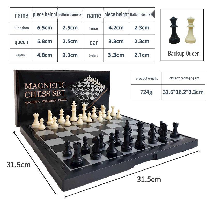 Folding Magnetic Chess Set with Storage 