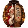 Funny Santa Reindeer Dinosaur DJ Gym Unisex 3D Print Christmas Hoodie, Winter Streetwear Party Pullover Sweatshirt for Men and Women