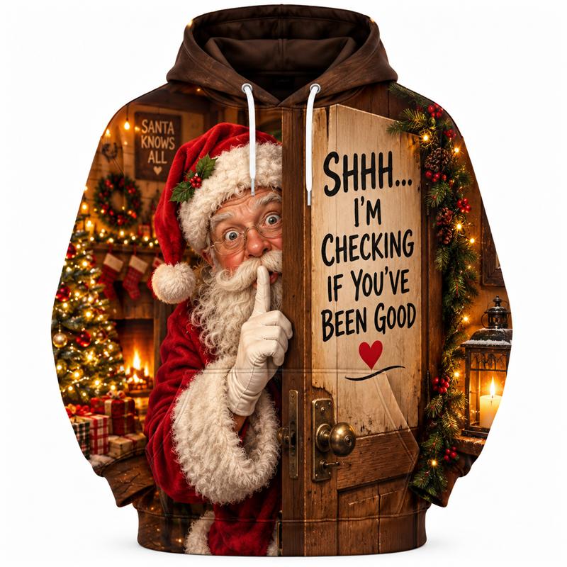 Funny Santa Reindeer Dinosaur DJ Gym Unisex 3D Print Christmas Hoodie, Winter Streetwear Party Pullover Sweatshirt for Men and Women