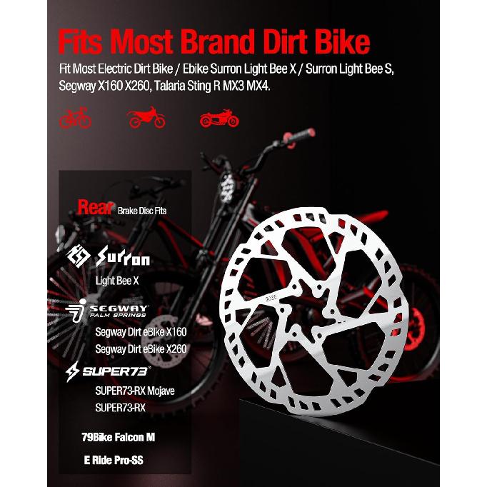 Прочный усиленный задний тормозной диск из нержавеющей стали толщиной 203 мм для Light Bee/Surron/Sur-Ron/Sur Ron X/Sur Ron S/X160/X260
