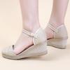 Womens Sandalias Wedges Comfortable Pointed Hemp Rope Weaving Casual Shoes