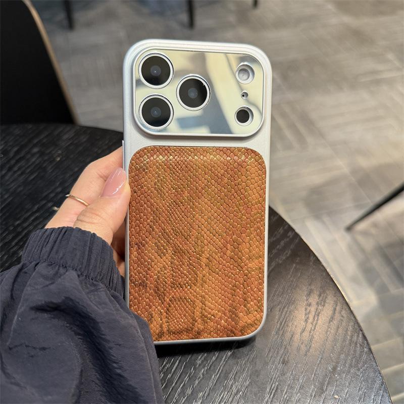 Большое зеркало-окно со змеиной текстурой подходит для чехла iPhone 17 Pro Max iPhone 16 выступ 15 легкая роскошь 14 женщины