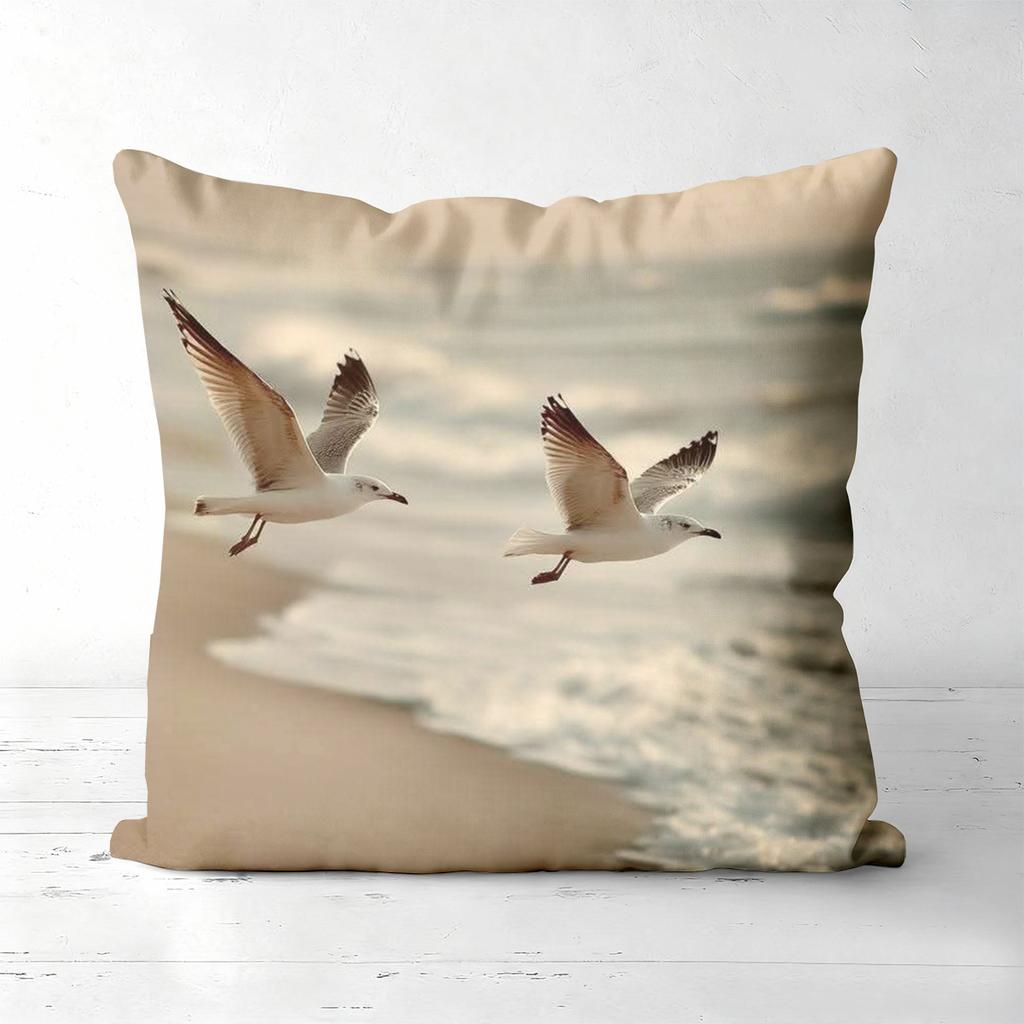 Seagull And Pier Windmill Printed Decorative Cushion Covers Polyester pillowcase, sofa decorative cushion cov Headboard Pillow