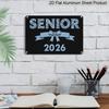 2D Flat, 1pc Senior 2026 Aluminium Sign 8x12 Inch - Blue Floral Letter & Bow Design, Senior Year Graduation Decor, High School/College Graduation