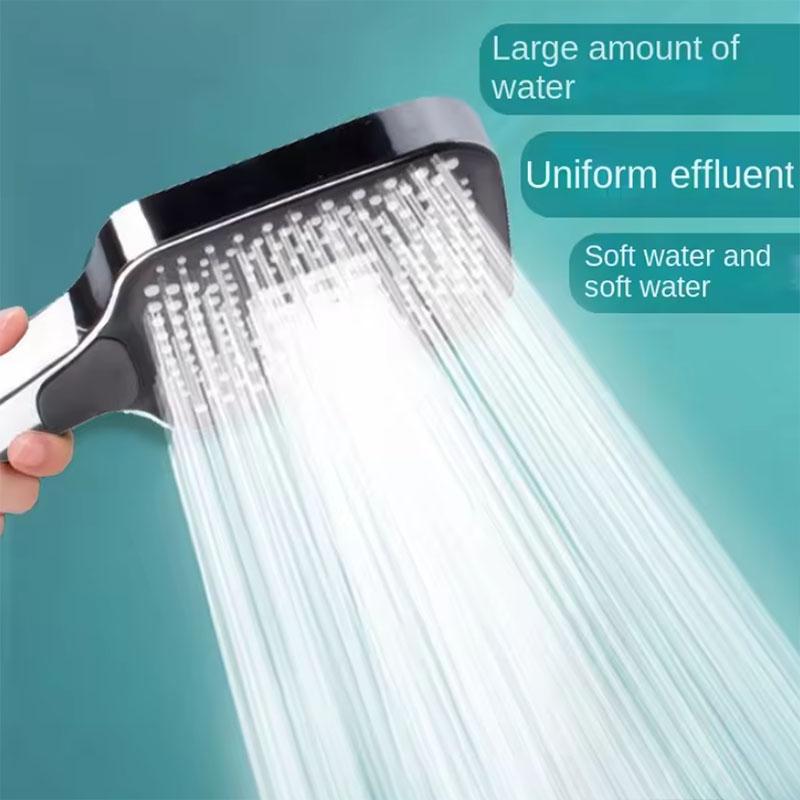 Black Adjustable Shower Head With 3 Modes Large Flow Shower Head High Pressure Water Saving Shower Faucet Bathroom Accessories