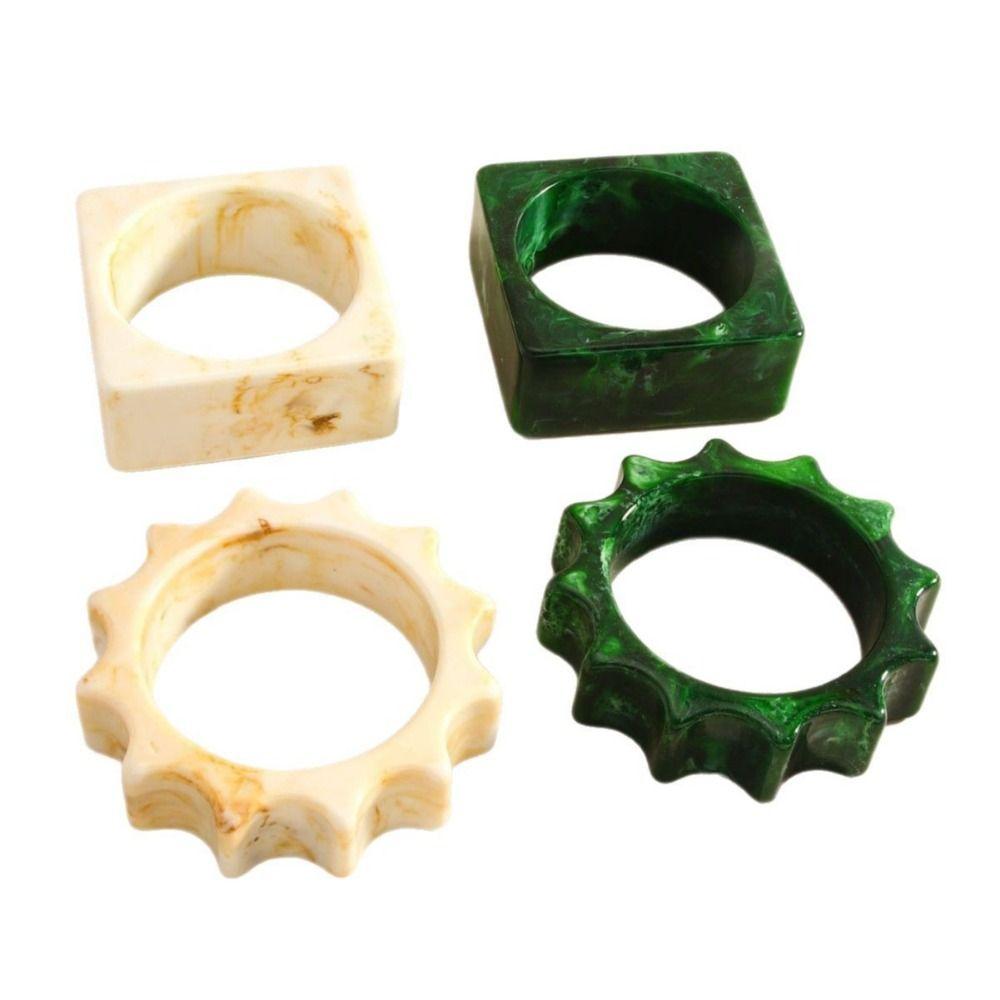 Wave Chunky Bracelets Geometric Retro Hand Ring Wide Resin Bracelet Bangles Jewelry Accessories