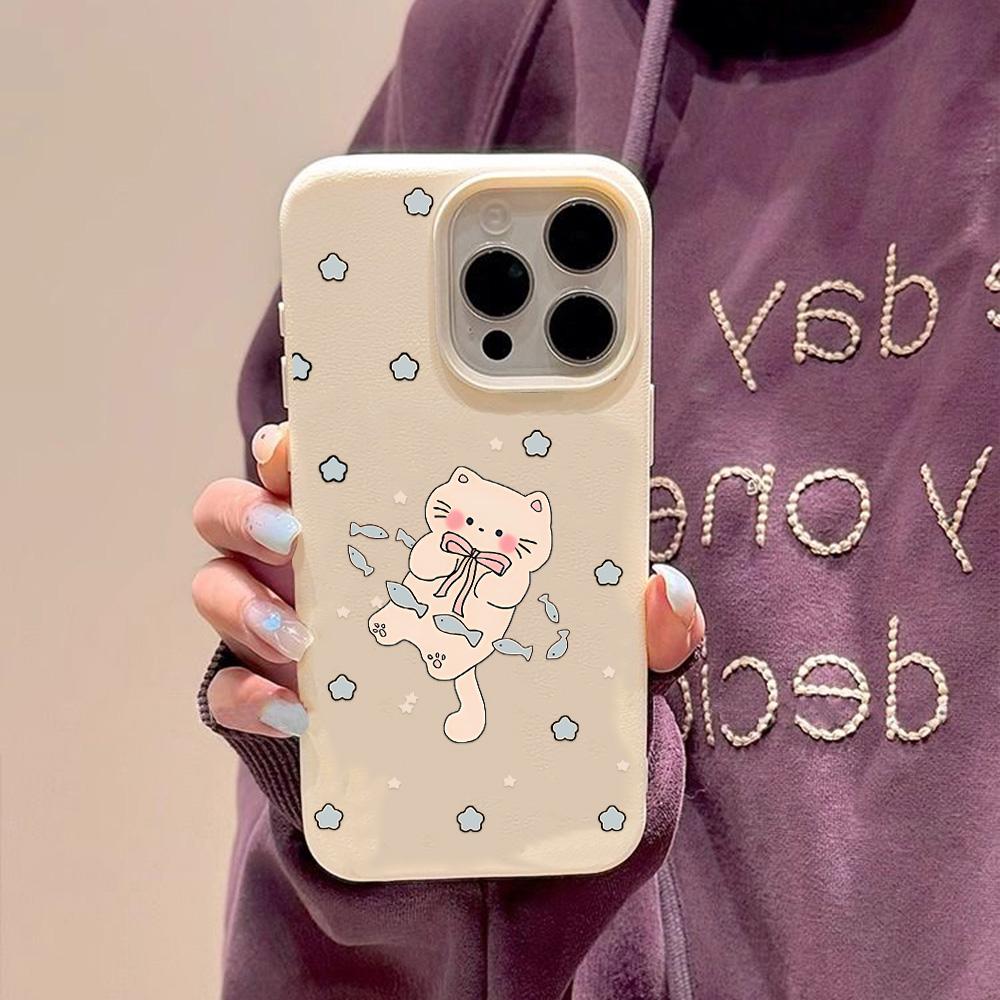 Чехол для телефона iPhone 11 13 XR XS Max, чехол для iPhone 12 14 15 16 Pro Max 12 Pro 15 Plus, кожаный, окрашенный, водонепроницаемый, устойчивый к падениям и износу, мультяшный