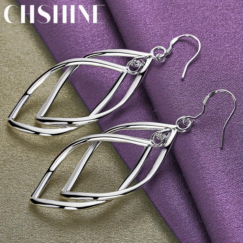 CHSHINE стерлингового серебра 925 пробы двойной лист серьги-рамки для женщин Свадебная вечеринка модные очаровательные ювелирные изделия