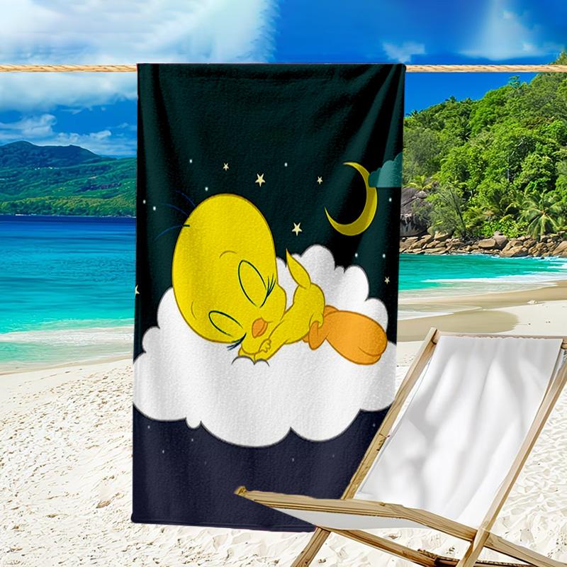1pc Tweety2 Beach Towel, Beach and Seaside Swimming Pool Equipment, Fashion Pattern, Rectangular, Travel Essentials