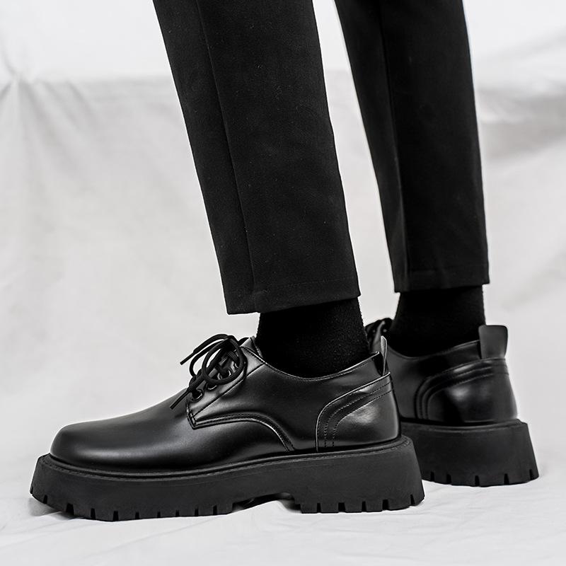 Новые кожаные туфли мужские черные низкие ботинки в британском стиле на платформе модные универсальные повседневные модные туфли модные кожаные туфли