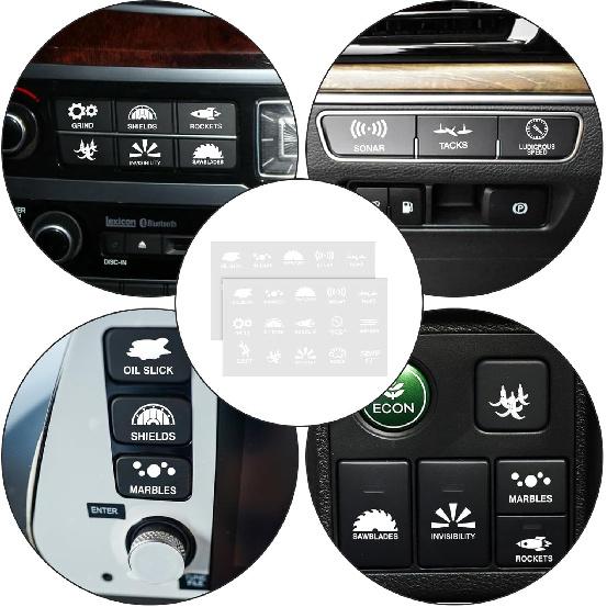 2Pcs Car Button Stickers, Novelty Stickers for Car or Truck Unused Buttons, Switch Panel Sticker for Dashboard and Console, Control Dash Buttons