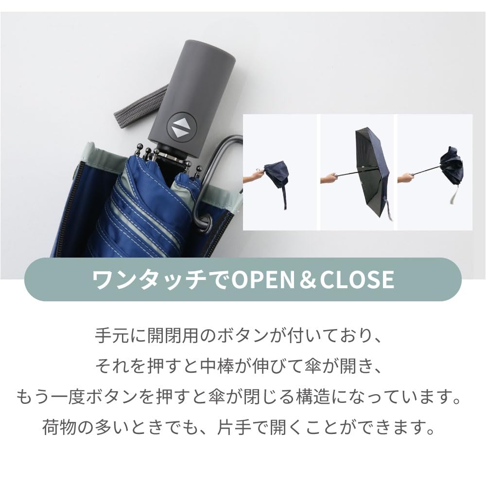Зонт Ogawa складной для солнечной и дождливой погоды, УФ-излучение, автоматический, не выскакивает, в комплекте идет зонт для безопасности, 55 см, черный, 18757 [2025], мужской