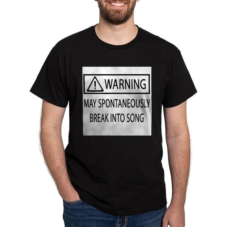 CafePress - Футболка 'Спонтанный певец' Ч/Б - Классическая хлопковая футболка Черная