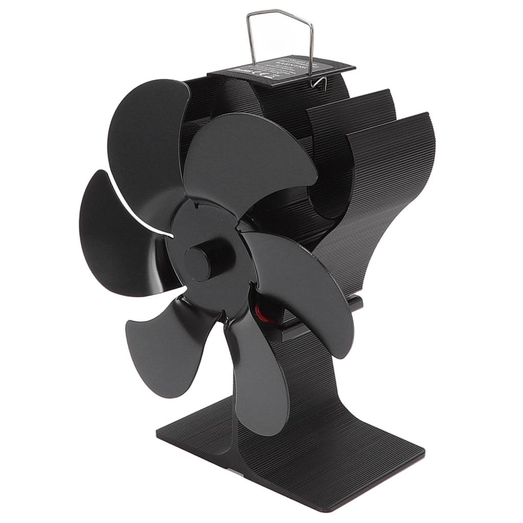 6 Blade Stove Fan Black Self Starting High Temperature Resistant Heat Powered Stove Fan for Home
