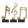 E-isata 3pcs Musical Sculptures Music Note Figurine Statue Decorative Ornaments Decor for Living Room Bedroom TV Cabinet Gift (Gold)