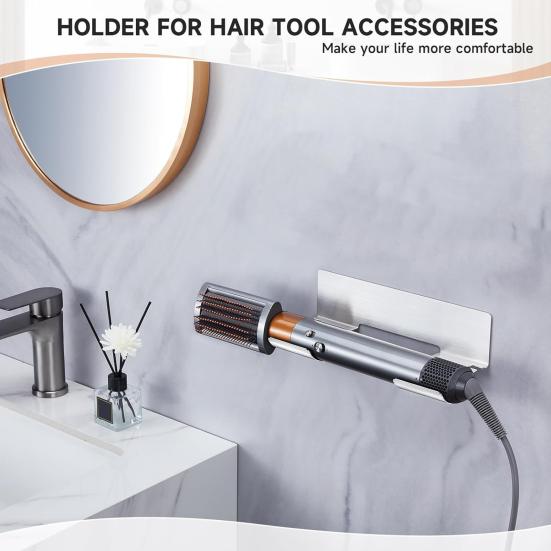 Настенная полка для хранения парикмахерских инструментов, держатель для фена, высокая грузоподъемность, без сверления