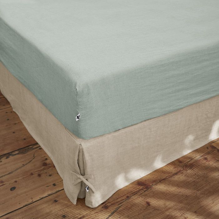 Drap housse "Soline" toutes dimensions Lin lavé - 90x190 - Eucalyptus