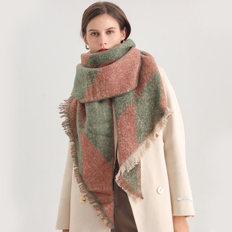 New Thickened and Elongated Winter Scarf Cashmere Feeling Shawl and Wraps Pashmina Neckerchief Bufanda Female Poncho 48Colors