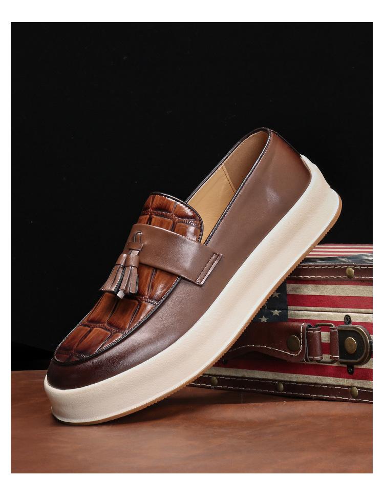 9615 Лоферы кожаные туфли мужские летние молодежные британские ленивые лоферы повседневные шапочки