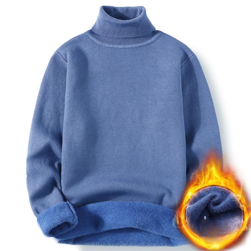 Осень-зима Мужская водолазка Теплый свитер Мужские вязаные пуловеры Водолазка Вязаный свитер Мужской облегающий повседневный свитер