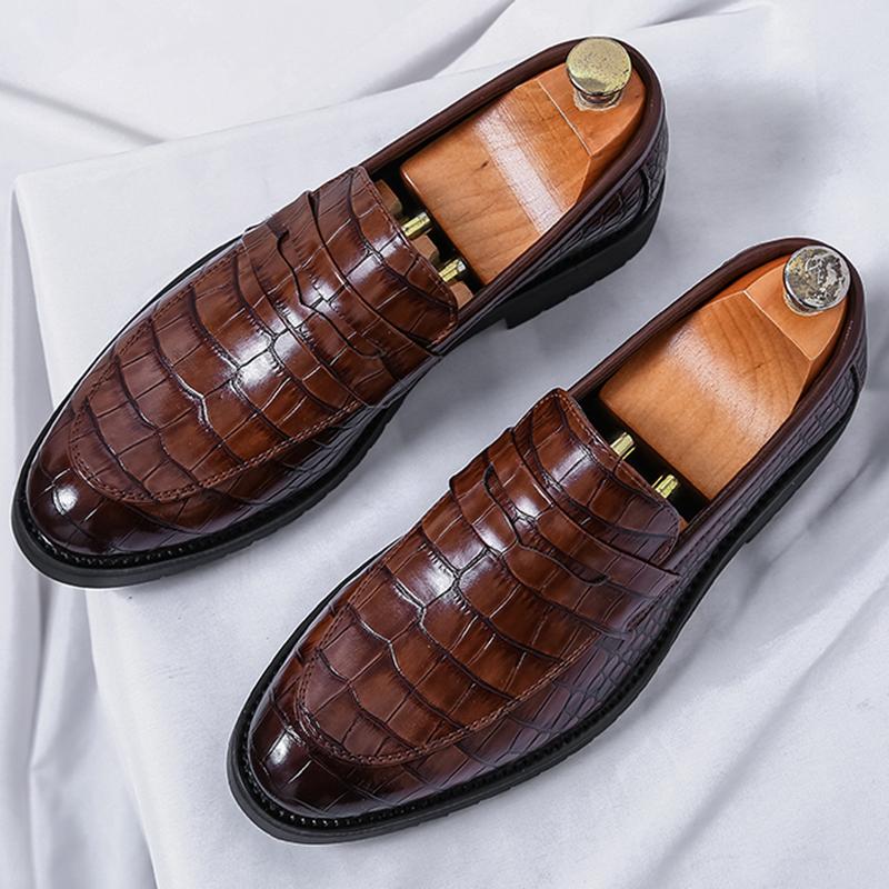 New Designer Penny Loafter Fashion Men Alligator Pattern Casual Shoes Formal Wedding Dress Homecoming Footwear Zapatos Hombre