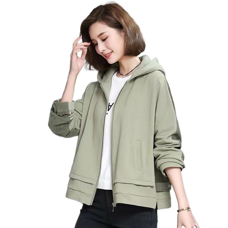 Spring Autumn Hooded Jacket Women's Loose Coat Fashion Korean Casual Cardigan Patchwork Short Outwear