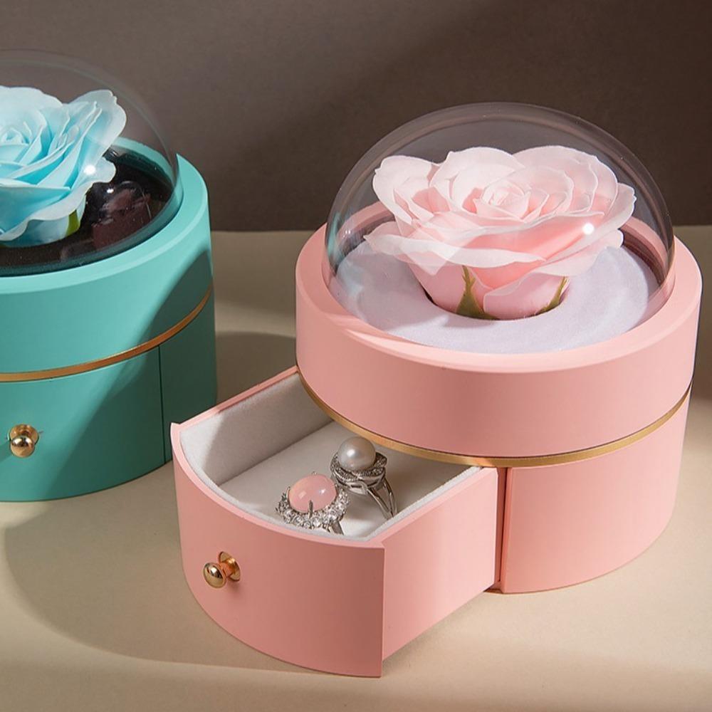 Engagement Ring Finger Ring Box Eternal Rose Wedding Ring Case Couple Rings Holder Wedding