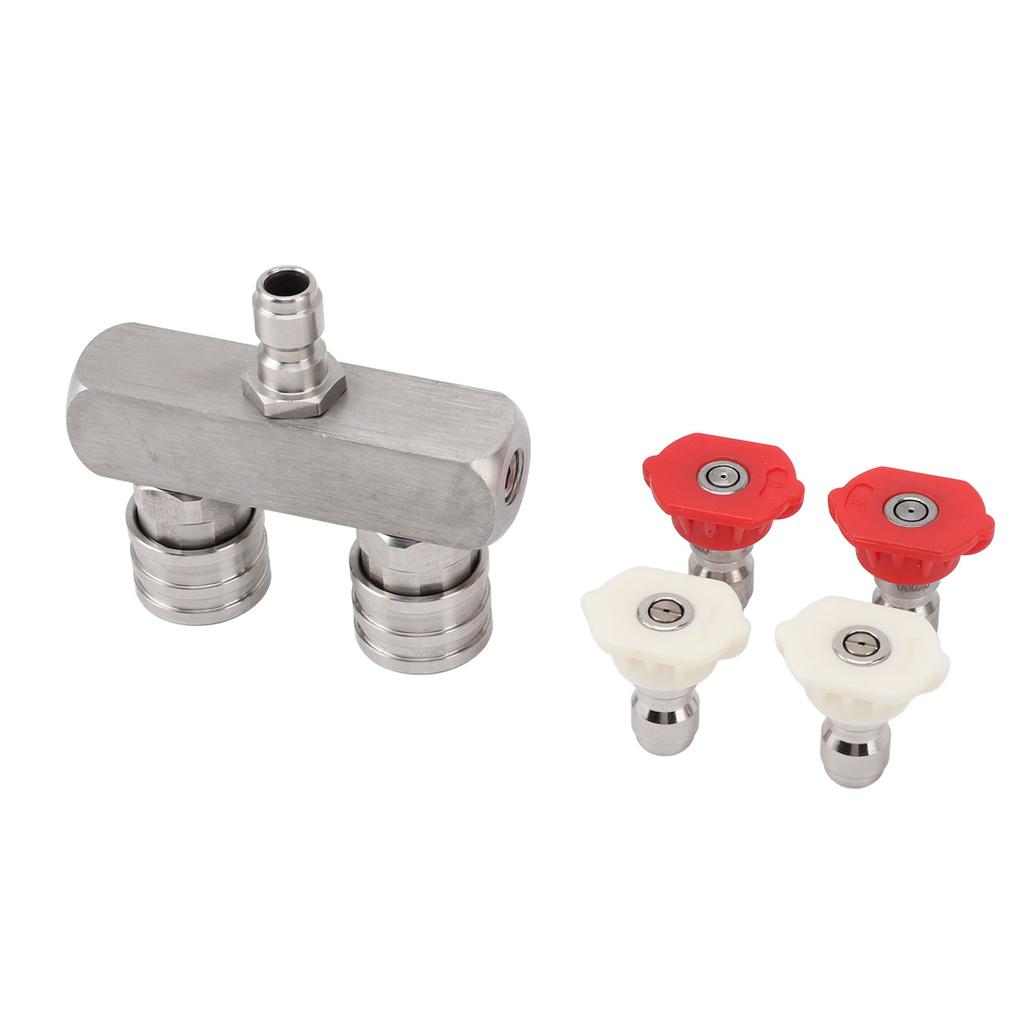 Двойная насадка для мойки высокого давления из нержавеющей стали с 1/4-дюймовым быстроразъемным соединением, 2-цветная насадка 2 в 1