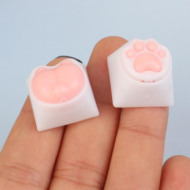 Cute Cat Paw Keycaps For Mechanical Keyboard Cherry Mx Switch Diy Custom Key Cap Soft Silicone Keycup Artisan Pink Color