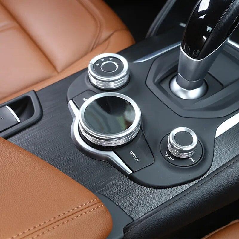 Автомобильный центр управления мультимедийной ручкой, кольцо, отделка, украшение, подходящее для Alfa Romeo Giulia Stelvio 2017-автомобильный аксессуар