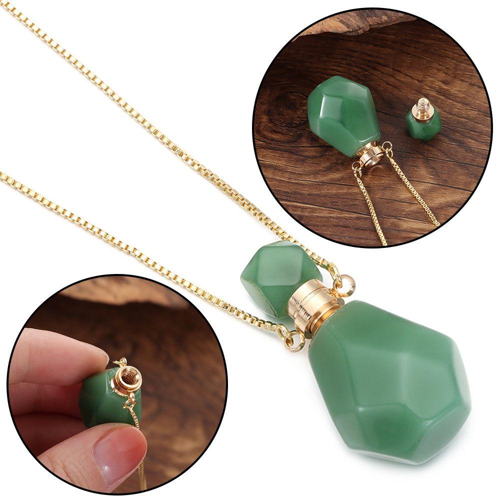 Форма капли воды масляный диффузор флакон флакон духов кулон натуральный камень ожерелье ювелирные изделия подарок