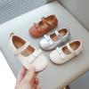 Girls Leather Shoes Soft Princess Cute Sweet Kids Flats with Bowtie Mary Janes Children Kindergarten Shoes Silver Brown Beige