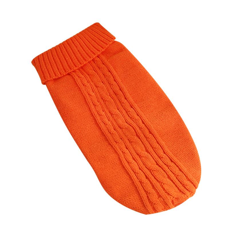 1 шт. - Оранжевый теплый свитер с кабельной вязкой для питомца, одежда-свитер для щенка, подходит для сохранения тепла у собак в холодную погоду