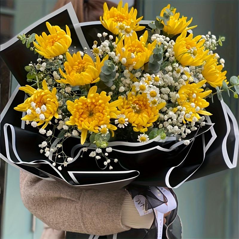 20pcs/pack Black And White Border Line Edge Matte Film Waterproof Wrapping Paper Florist Packaging Materials Flower Wrapping Paper