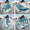 Sea Turtle Round Beach Towel Undersea World Thick Shower Bath Towels Microfiber Summer Swim Circle Yoga Mat 150cm With Tassels