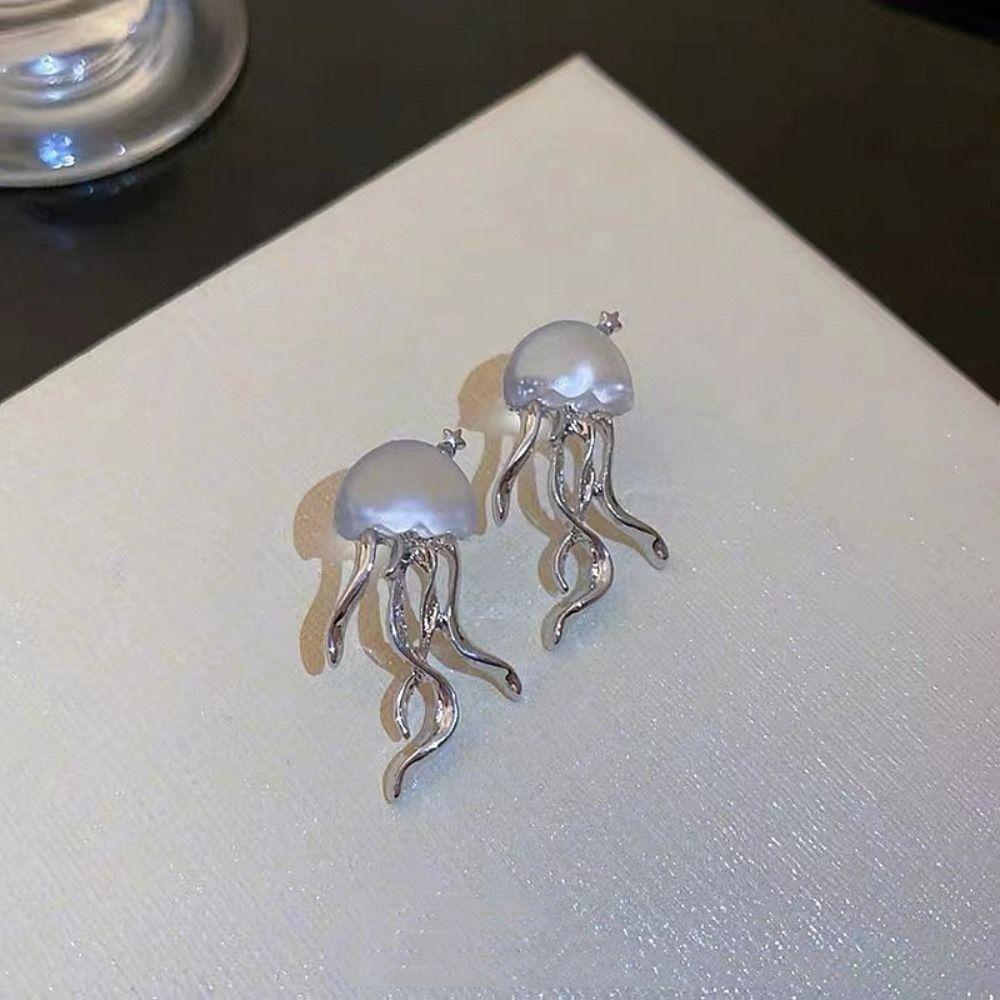 Jewelry Y2K Jellyfish Stud Earrings Women Crystal Necklace Transparent Pendant Korean Style Choker