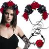 Novelty Halloween Costume Accessories Day of The Dead Headpiece Rose Flower Necklace  for Women