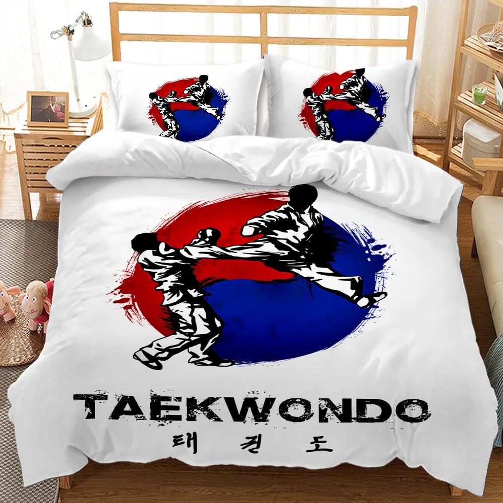 Sports Duvet Cover Set Taekwondo Defense Techniques Sport Practice Bedding Aikido Karate Judo Queen King Polyester Quilt Cover