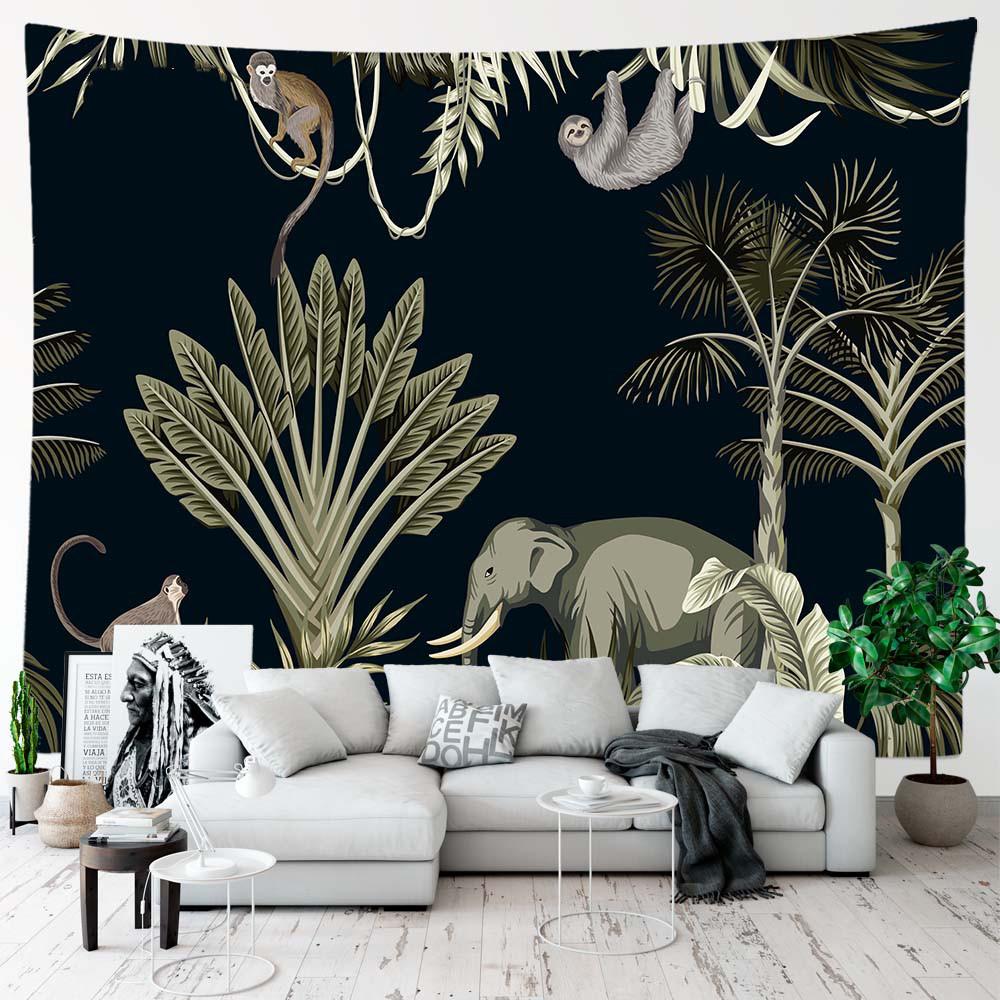 Гобелен с растениями, настенное украшение для комнаты, тропические листья, цветок, пейзаж, гобелен, фон, домашний декор для спальни