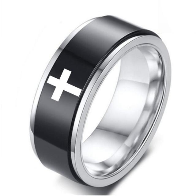 6mm 8mm Stainless Steel Cross Ring Christian Jesus Christ Lord Prayer For Men And Women