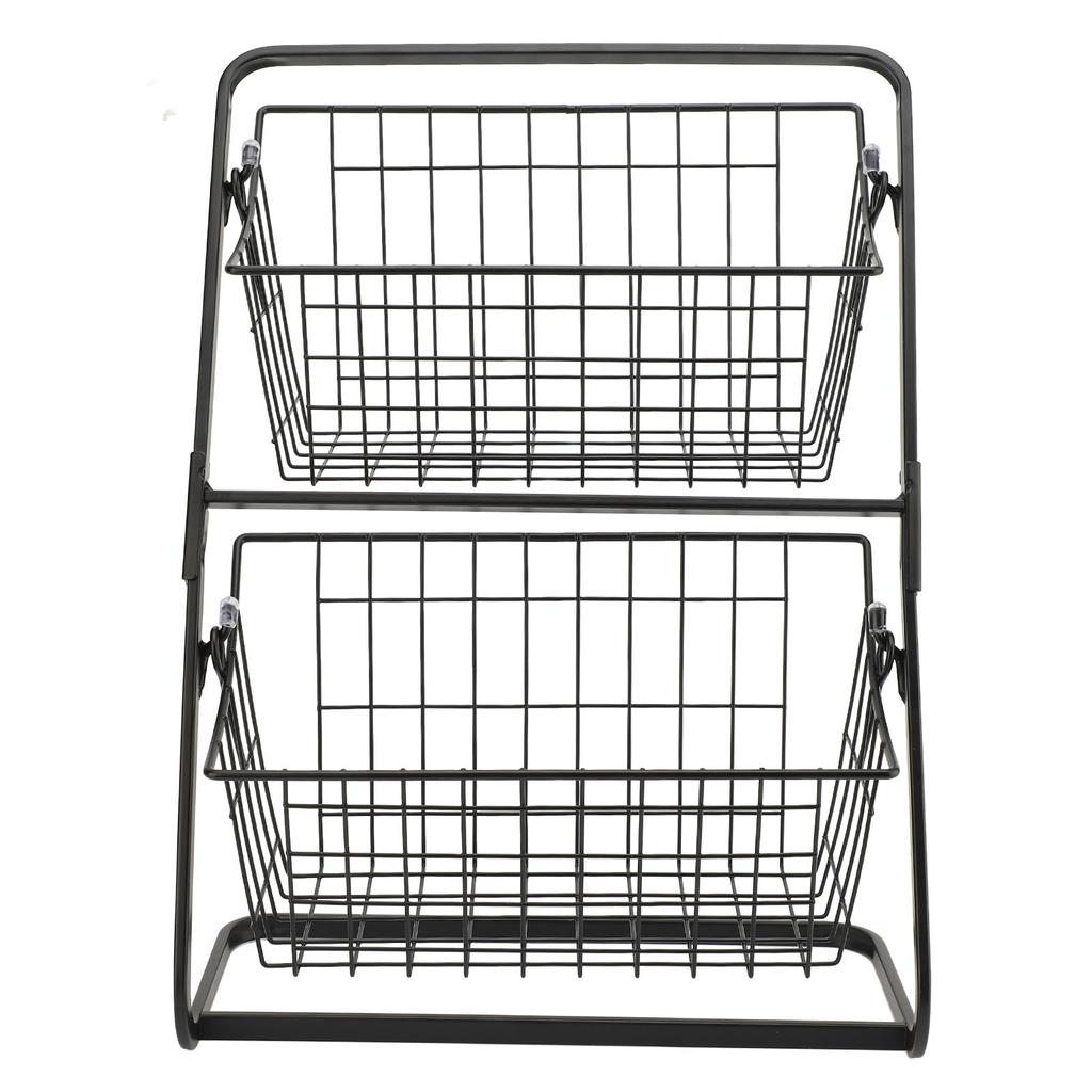 Кухонная корзина для хранения фруктов Многоцелевая сетчатая из углеродистой стали Полая конструкция 2-ярусная корзина-чаша для фруктов для кухонной столешницы