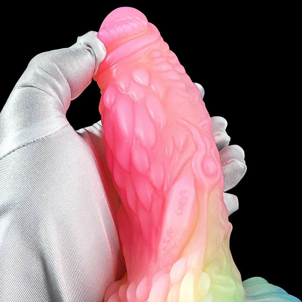 Светящийся фаллоимитатор ярких цветов, флуоресцентный фаллоимитатор смешанного цвета, мягкий чужой анальный штекер для женщин и взрослых, секс-игрушки, поставк...