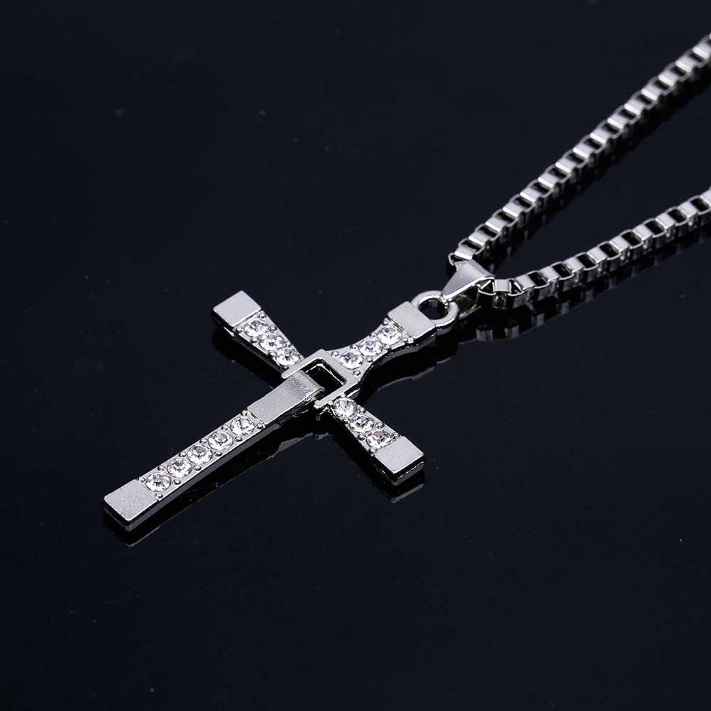Inlaid Zirconia Cross Necklace For Men, Trendy And Personalized Fashion Accessory Gift