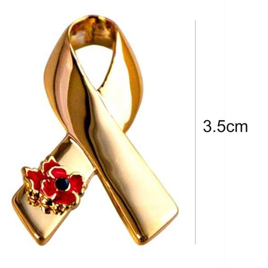Fashion Ribbon Poppy Brooch Pin Cancer Badge Breastpin Evening Party Jewelry Decoration