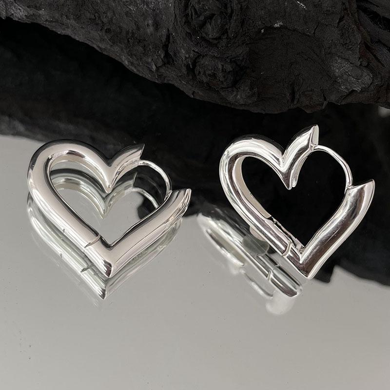 925 Sterling Silver Vintage Heart Earrings for Women Trendy Earring Jewelry Prevent Allergy Party Accessories