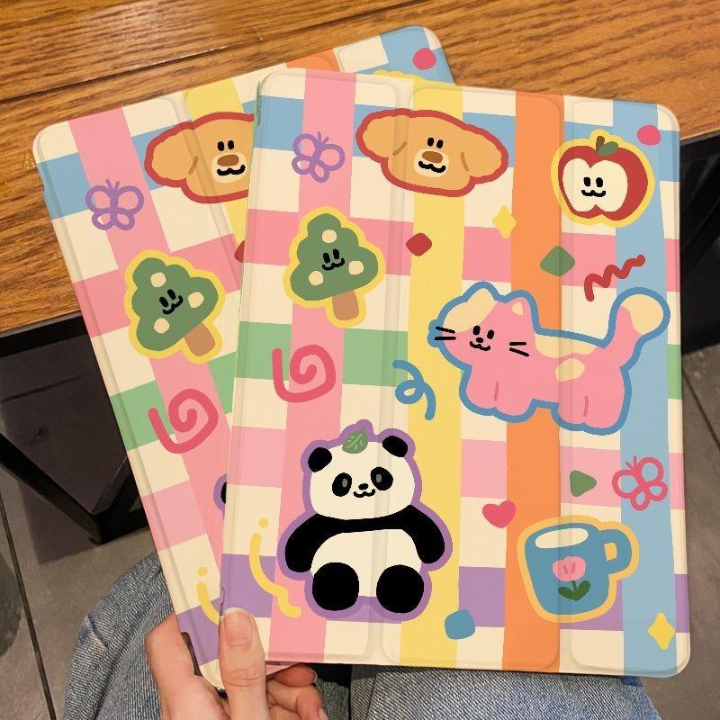 For Smart Case iPad Gen 9 10.2 New High Quality Cute Colorful Cartoon Pattern Tri-fold iPad Case Air 4 10.9 Pro12.9 Air 3 10.5 with Pencil Holder